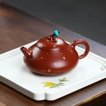 |violetinė molio puodą grynas rankų darbo garsaus arbatinukas namų Kung Fu arbatos puodą raw rūdos Dahongpao pieno trikojo akmens kaušas puodą